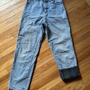 Womens Vintage 90s Faded Light Wash Insulated Plaid Cabela's Denim Jeans
